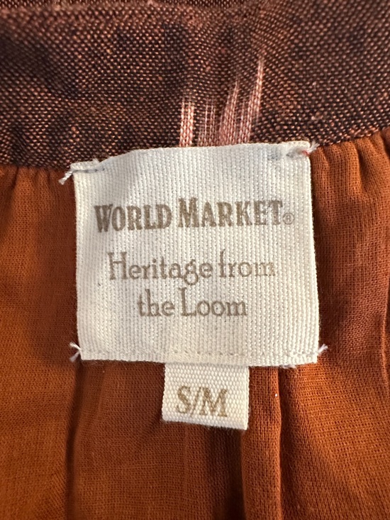 World Market Boho Brown Aztec Print Indie Hippie Front Tie Open Top Size Medium - Picture 6 of 7